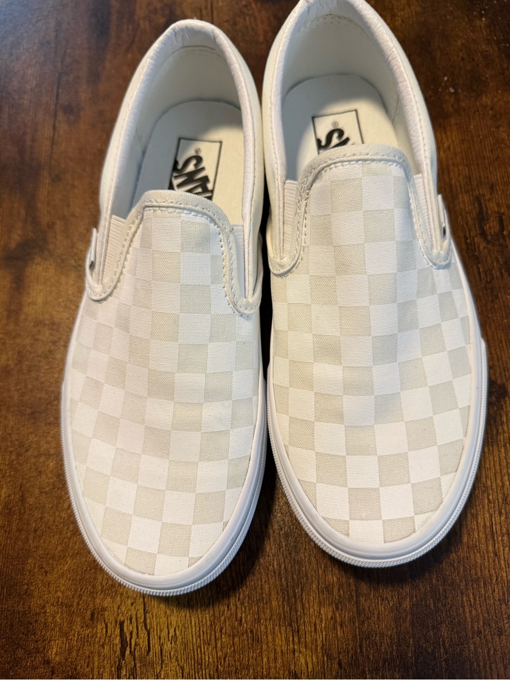Vans Women's Slip-On Checkerboard Sneakers in White